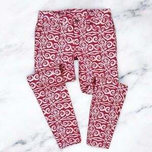 Vineyard Vines Salt Island Skinny Jeans Size 4 Pink Swirl Tile Print Denim